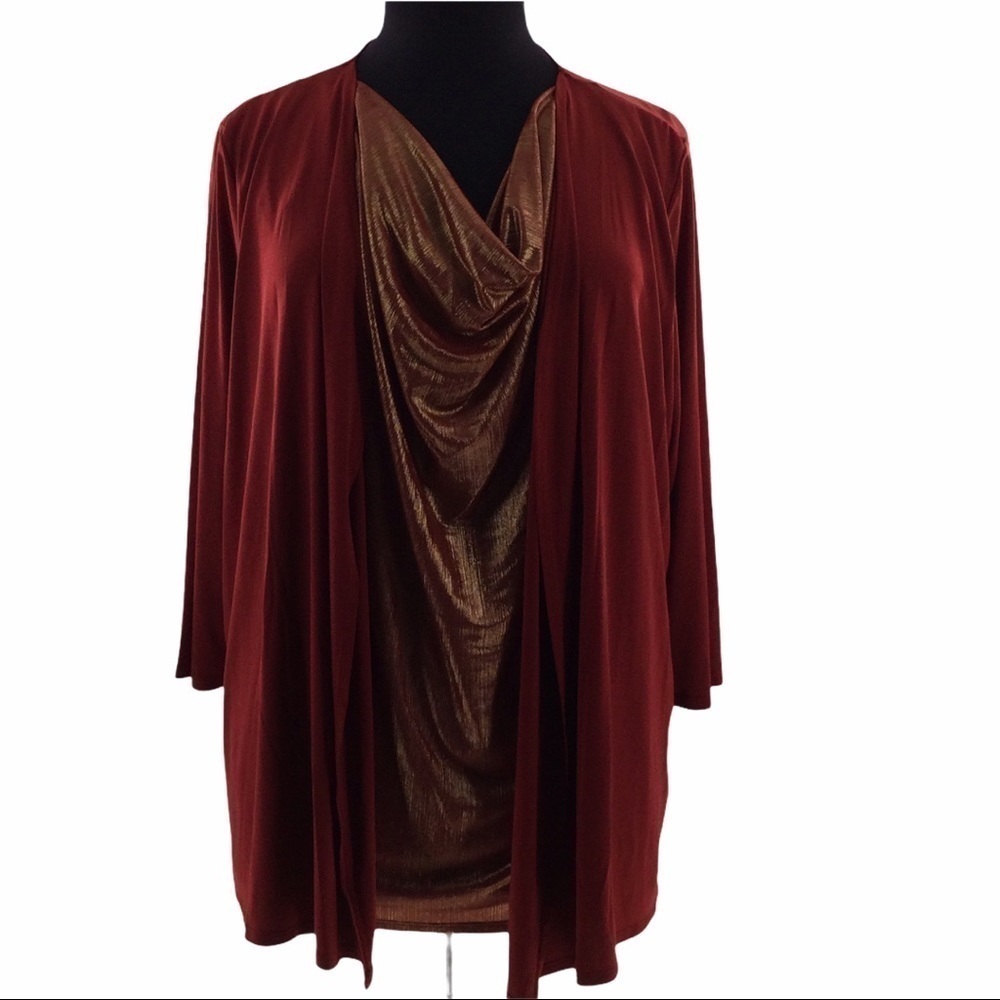 Jaclyn Smith Reddish Gold Cowel Neck Cardigan